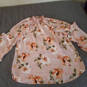 Pink Flowery Blouse for Women, Size Large (tight fit)